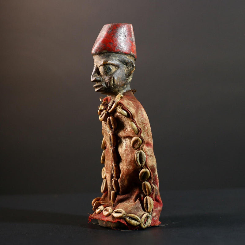 Authentic African Nkisi Power Figure Fetish Cloth Cowrie Shell Ritual Art Sculpture Spiritual Home Decor Collectible-G5704