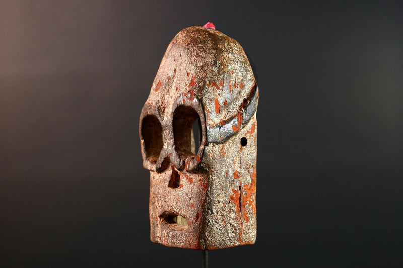 Vintage African Weathered Wood Mask Carved Tribal Face Sculpture Rustic Home Decor Unique Gift Collectible Art Accent Piece Design-G5706