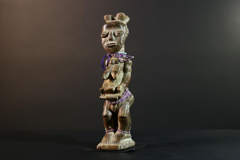 African wood statue hand carved tribal decor unique sculpture for home decor accent collectible masterpiece artisanal carving art.-G5713