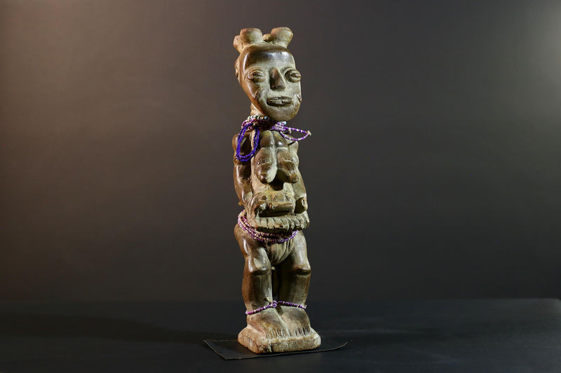 African wood statue hand carved tribal decor unique sculpture for home decor accent collectible masterpiece artisanal carving art.-G5713