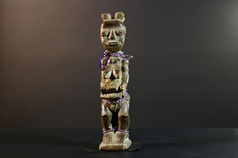African wood statue hand carved tribal decor unique sculpture for home decor accent collectible masterpiece artisanal carving art.-G5713