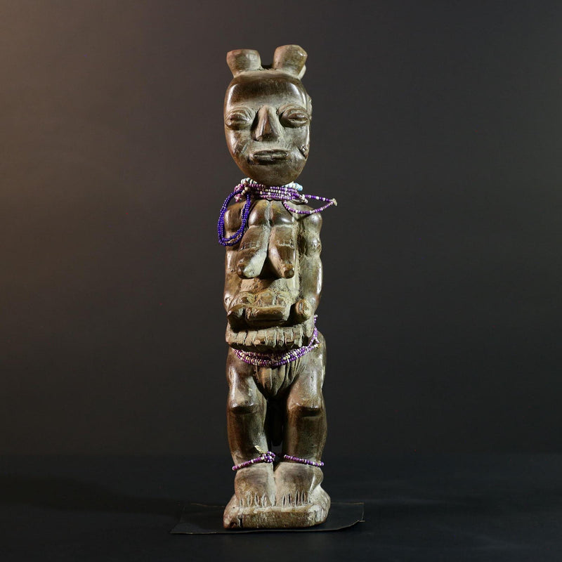 African wood statue hand carved tribal decor unique sculpture for home decor accent collectible masterpiece artisanal carving art.-G5713