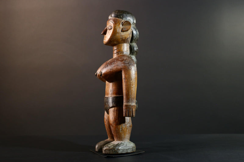 African wood statue hand carved female figure unique tribal art décor collectible sculpture 40cm 15.75in handcrafted gift art rare-G5714