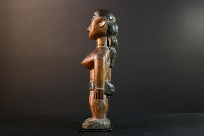 African wood statue hand carved female figure unique tribal art décor collectible sculpture 40cm 15.75in handcrafted gift art rare-G5714