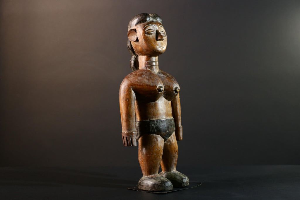 African wood statue hand carved female figure unique tribal art décor collectible sculpture 40cm 15.75in handcrafted gift art rare-G5714
