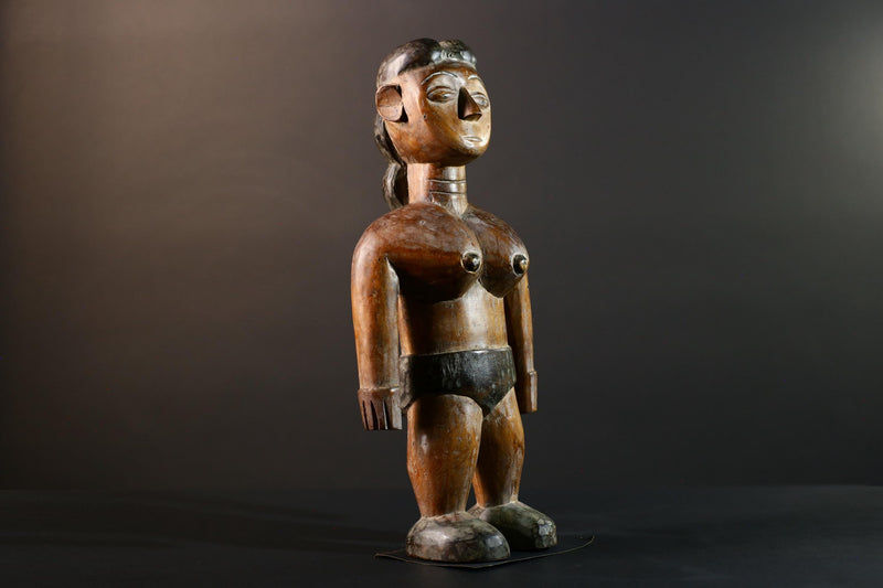 African wood statue hand carved female figure unique tribal art décor collectible sculpture 40cm 15.75in handcrafted gift art rare-G5714