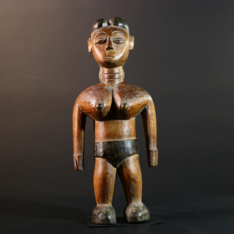 African wood statue hand carved female figure unique tribal art décor collectible sculpture 40cm 15.75in handcrafted gift art rare-G5714