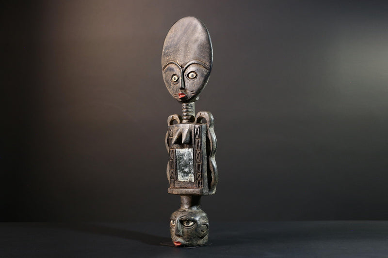 African wood statue hand carved tribal accent sculpture collectible art piece ancestral decor rare heirloom piece handmade-G5716