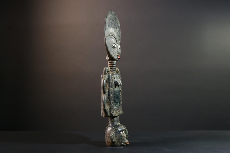 African wood statue hand carved tribal accent sculpture collectible art piece ancestral decor rare heirloom piece handmade-G5716