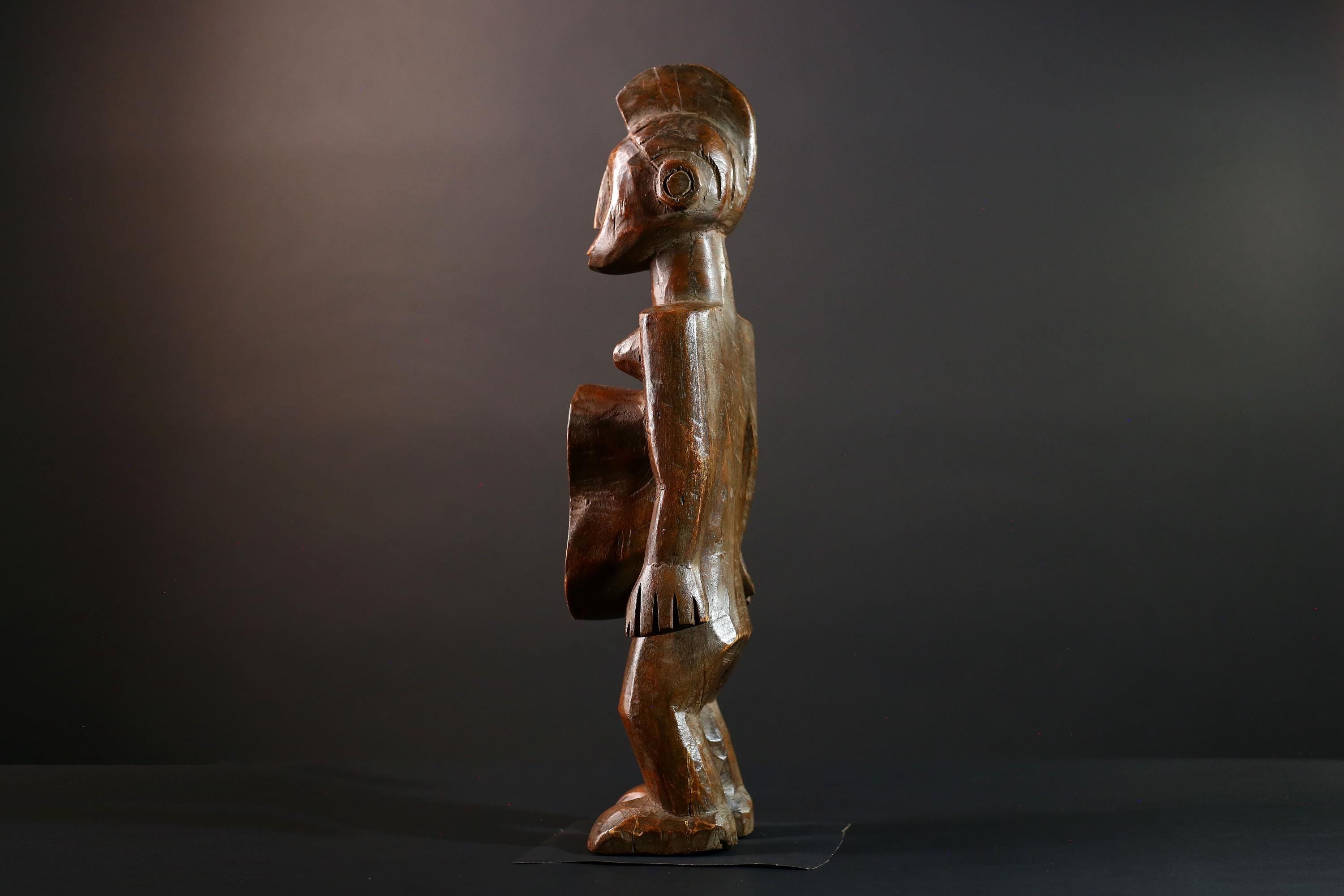 African Tribal Figure Hand Carved Wood Congo Female Sculpture Spirit Ritual Art Decor Collectible Wall Accent Traditional Object-G5595