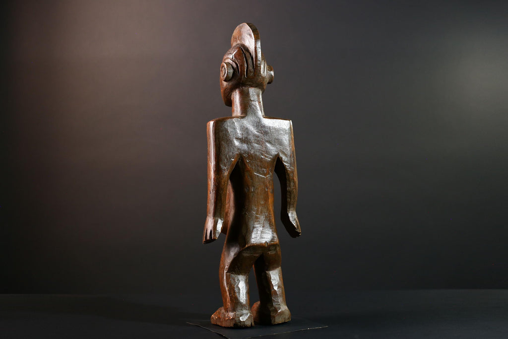 African Tribal Figure Hand Carved Wood Congo Female Sculpture Spirit Ritual Art Decor Collectible Wall Accent Traditional Object-G5595