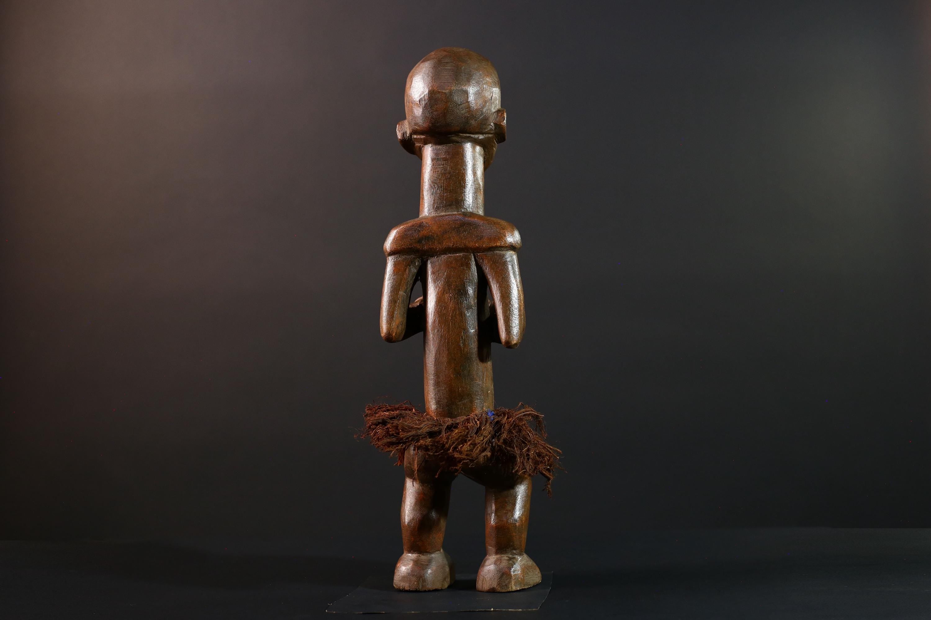 Congo Tribal Ancestor Statue Hand Carved Spirit Shrine Figure African Male Wood Art Symbolic Home Decor Rustic Ethnic Sculpture-G5596