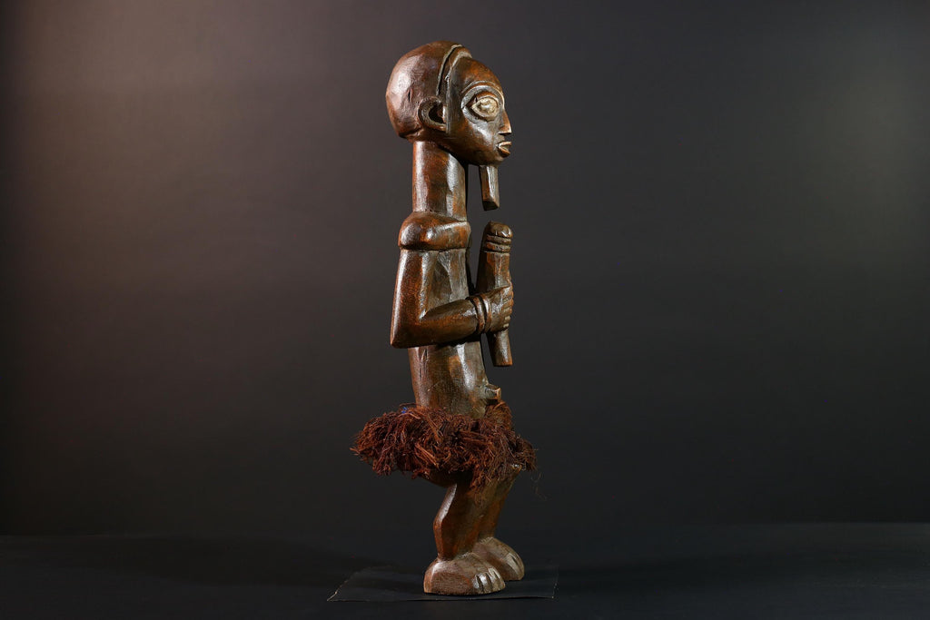 Congo Tribal Ancestor Statue Hand Carved Spirit Shrine Figure African Male Wood Art Symbolic Home Decor Rustic Ethnic Sculpture-G5596