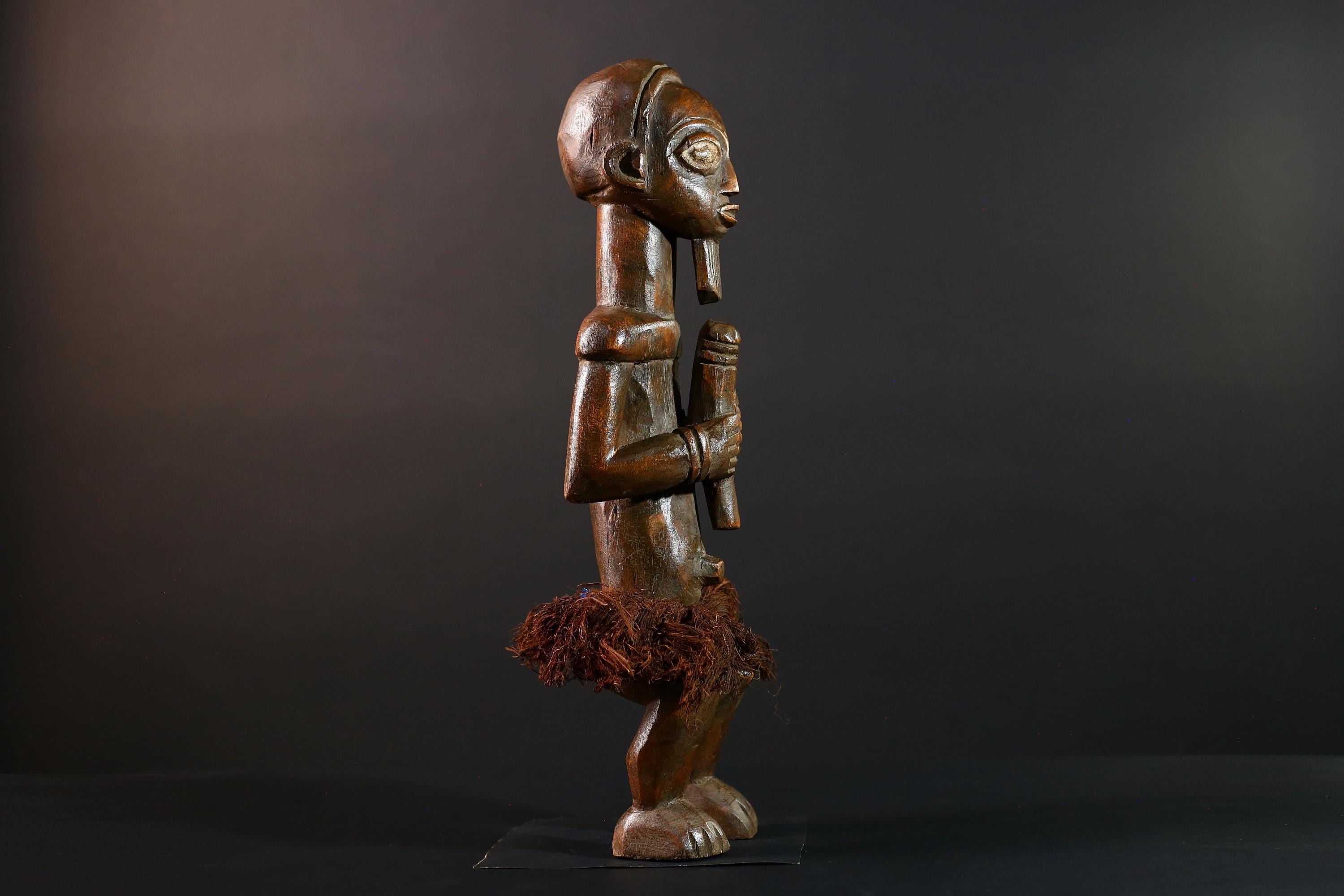 Congo Tribal Ancestor Statue Hand Carved Spirit Shrine Figure African Male Wood Art Symbolic Home Decor Rustic Ethnic Sculpture-G5596
