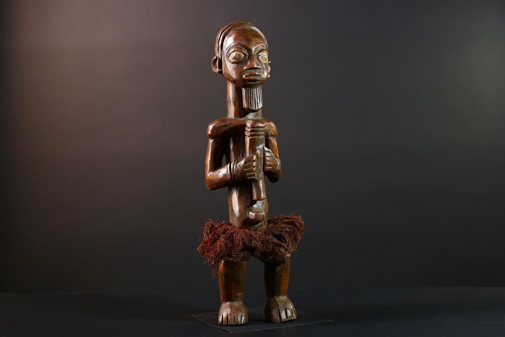 Congo Tribal Ancestor Statue Hand Carved Spirit Shrine Figure African Male Wood Art Symbolic Home Decor Rustic Ethnic Sculpture-G5596