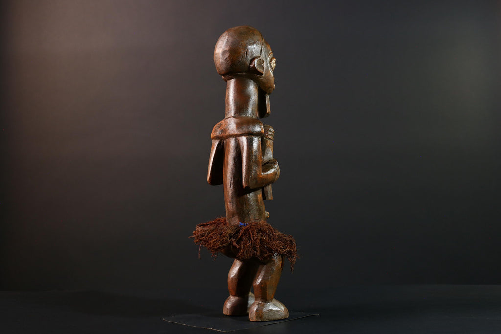 Congo Tribal Ancestor Statue Hand Carved Spirit Shrine Figure African Male Wood Art Symbolic Home Decor Rustic Ethnic Sculpture-G5596