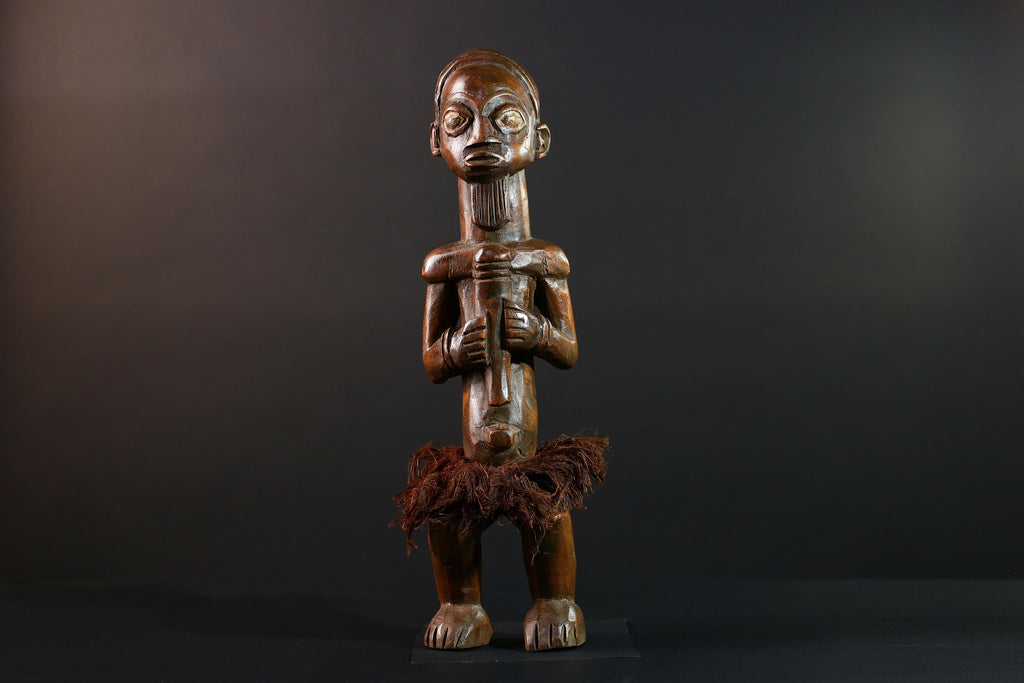 Congo Tribal Ancestor Statue Hand Carved Spirit Shrine Figure African Male Wood Art Symbolic Home Decor Rustic Ethnic Sculpture-G5596