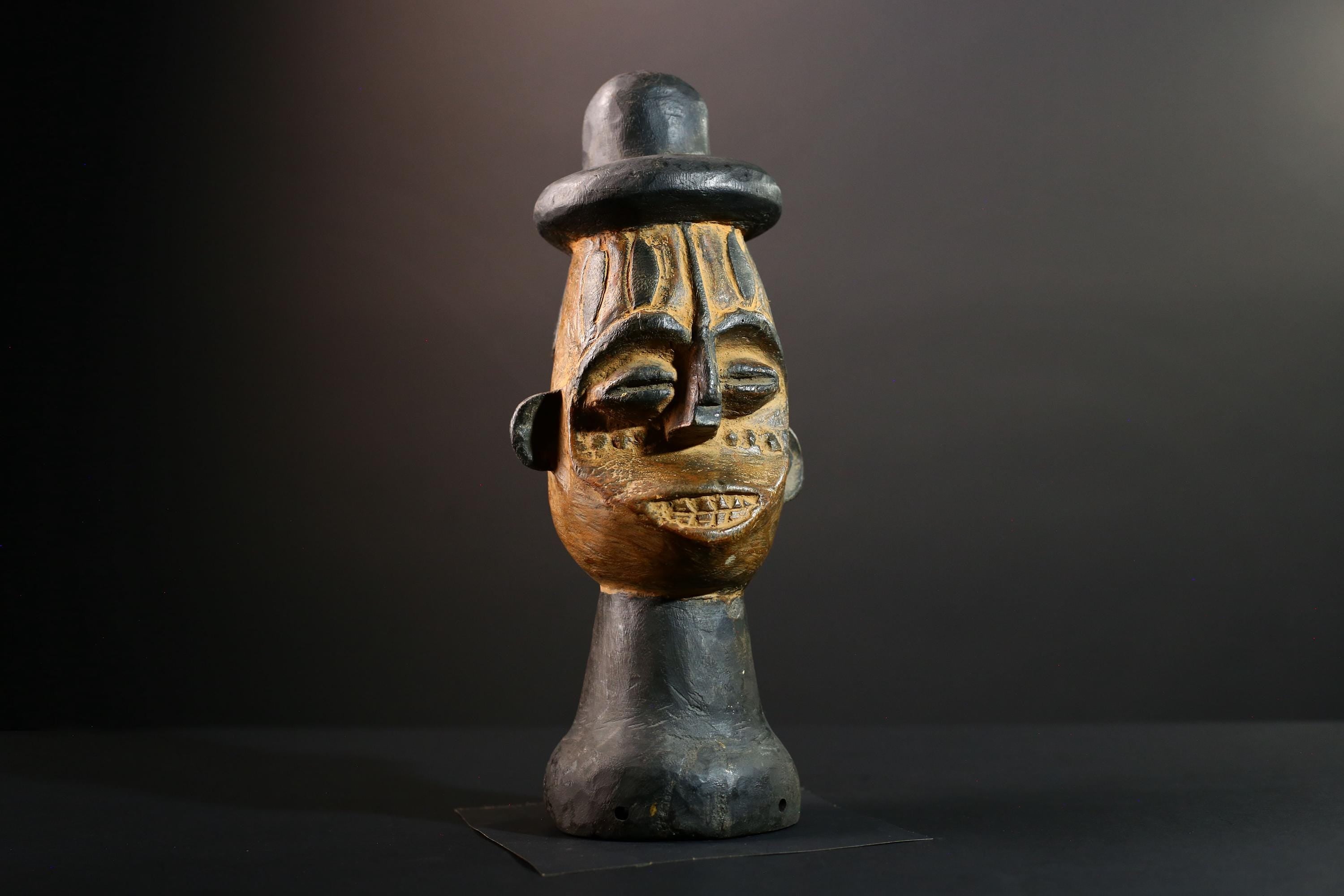 African head sculpture Songye tribal carved wood spirit statue Congo decor ceremonial art spiritual African wall altar piece-G5598