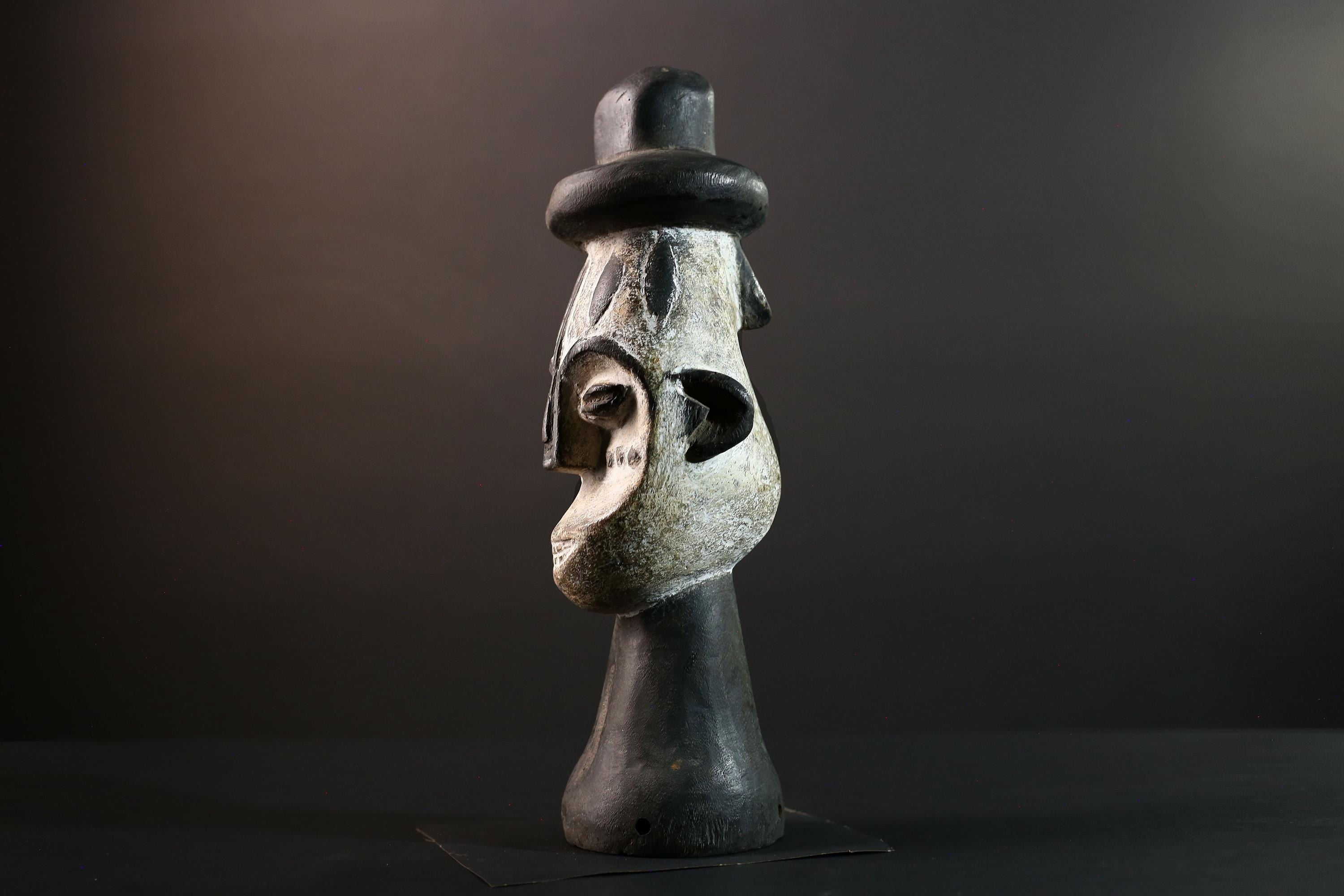 African head sculpture Songye tribal carved wood spirit statue Congo decor ceremonial art spiritual African wall altar piece G5599