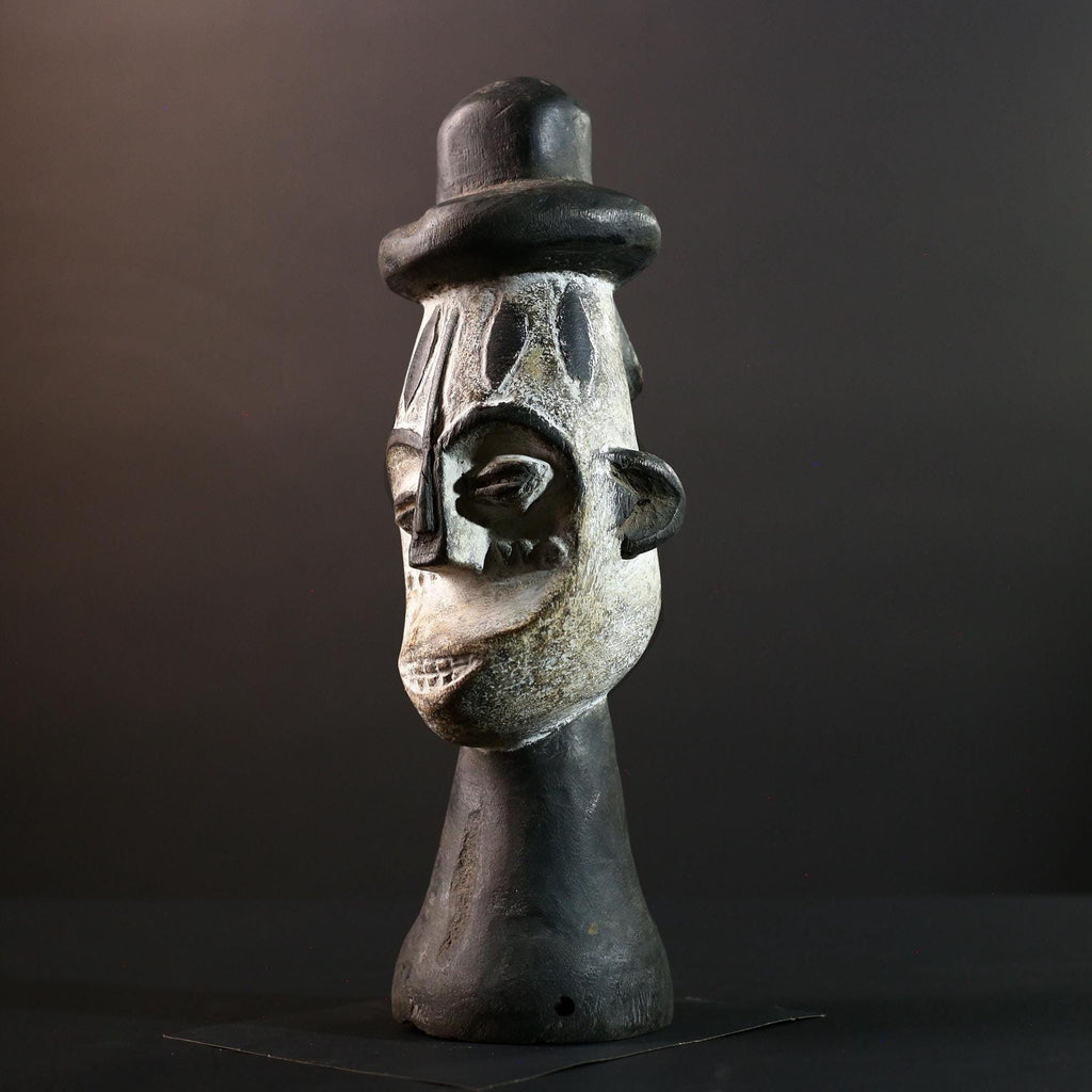 African head sculpture Songye tribal carved wood spirit statue Congo decor ceremonial art spiritual African wall altar piece G5599