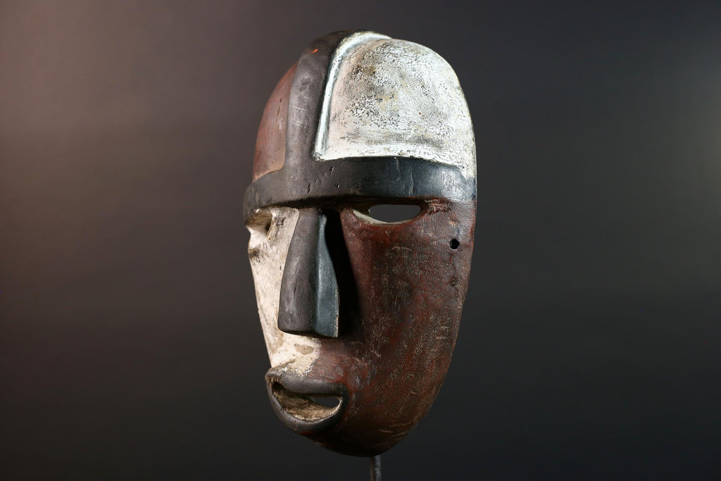 African Dan Mask Wall Art Tribal Carved Spirit Sculpture Liberia Face Decor Authentic African Wood Mask Ethnic Handcrafted Ritual Art-G5602