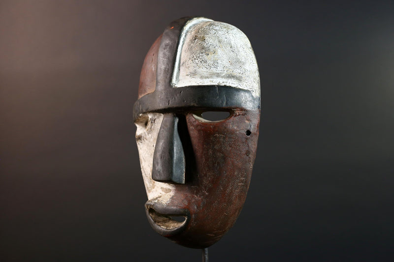 African Dan Mask Wall Art Tribal Carved Spirit Sculpture Liberia Face Decor Authentic African Wood Mask Ethnic Handcrafted Ritual Art-G5602