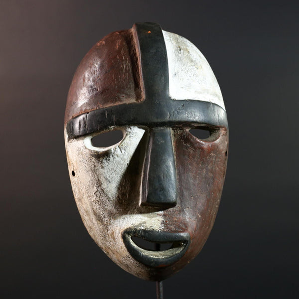African Dan Mask Wall Art Tribal Carved Spirit Sculpture Liberia Face Decor Authentic African Wood Mask Ethnic Handcrafted Ritual Art-G5602