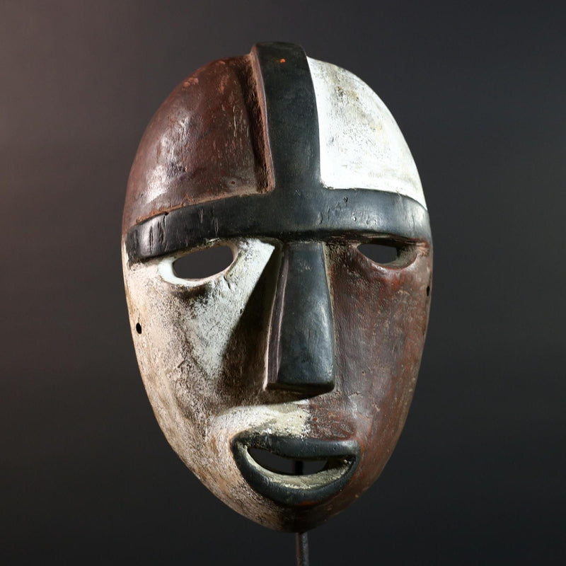 African Dan Mask Wall Art Tribal Carved Spirit Sculpture Liberia Face Decor Authentic African Wood Mask Ethnic Handcrafted Ritual Art-G5602