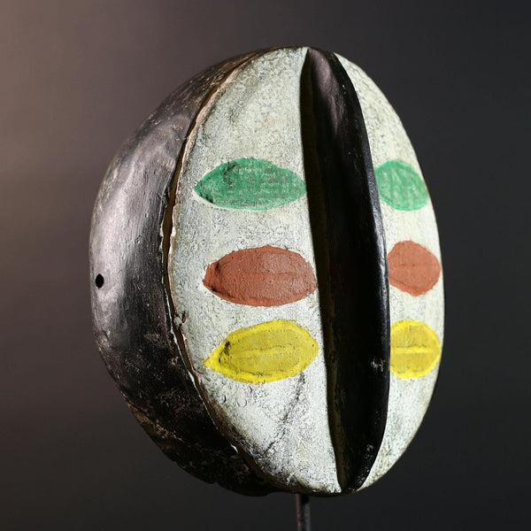 Painted Bwa African Mask Tribal Wall Art Burkina Faso Hand Carved Wood Face Decor Ethnic Ceremony Sculpture Multicolor Piece-G5604