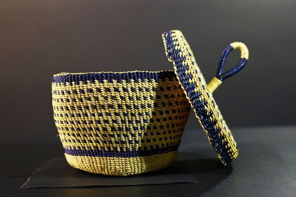 Handwoven Sisal Basket Boho Storage Decor Eco Lidded Round Organizer for Jewelry Trinkets Home Office Shelf Display Artisan Gift G5718