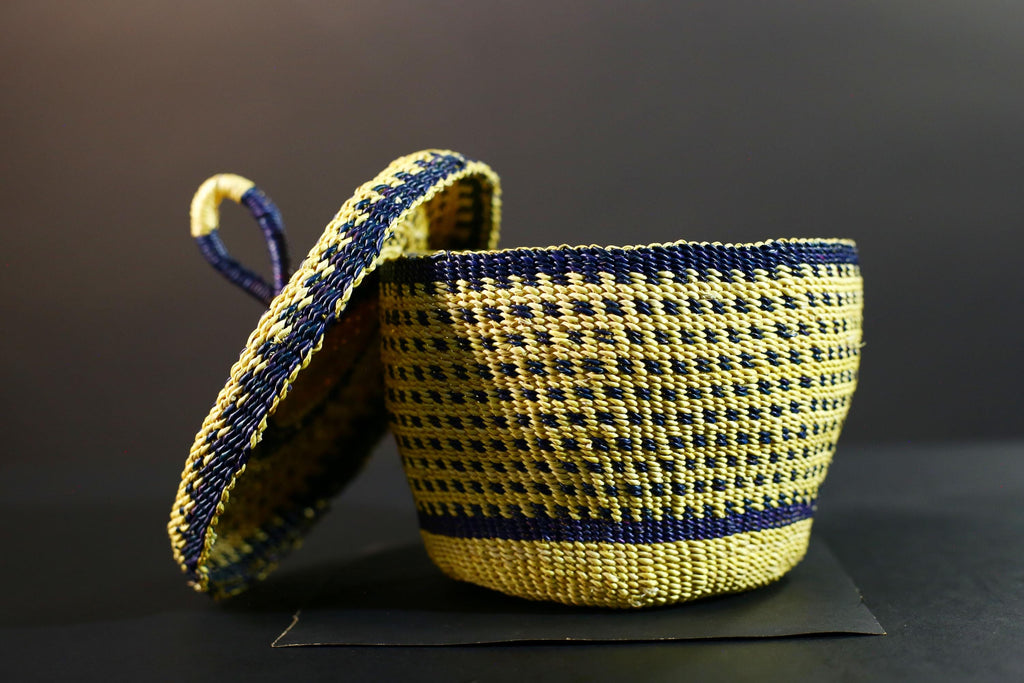 Handwoven Sisal Basket Boho Storage Decor Eco Lidded Round Organizer for Jewelry Trinkets Home Office Shelf Display Artisan Gift G5718