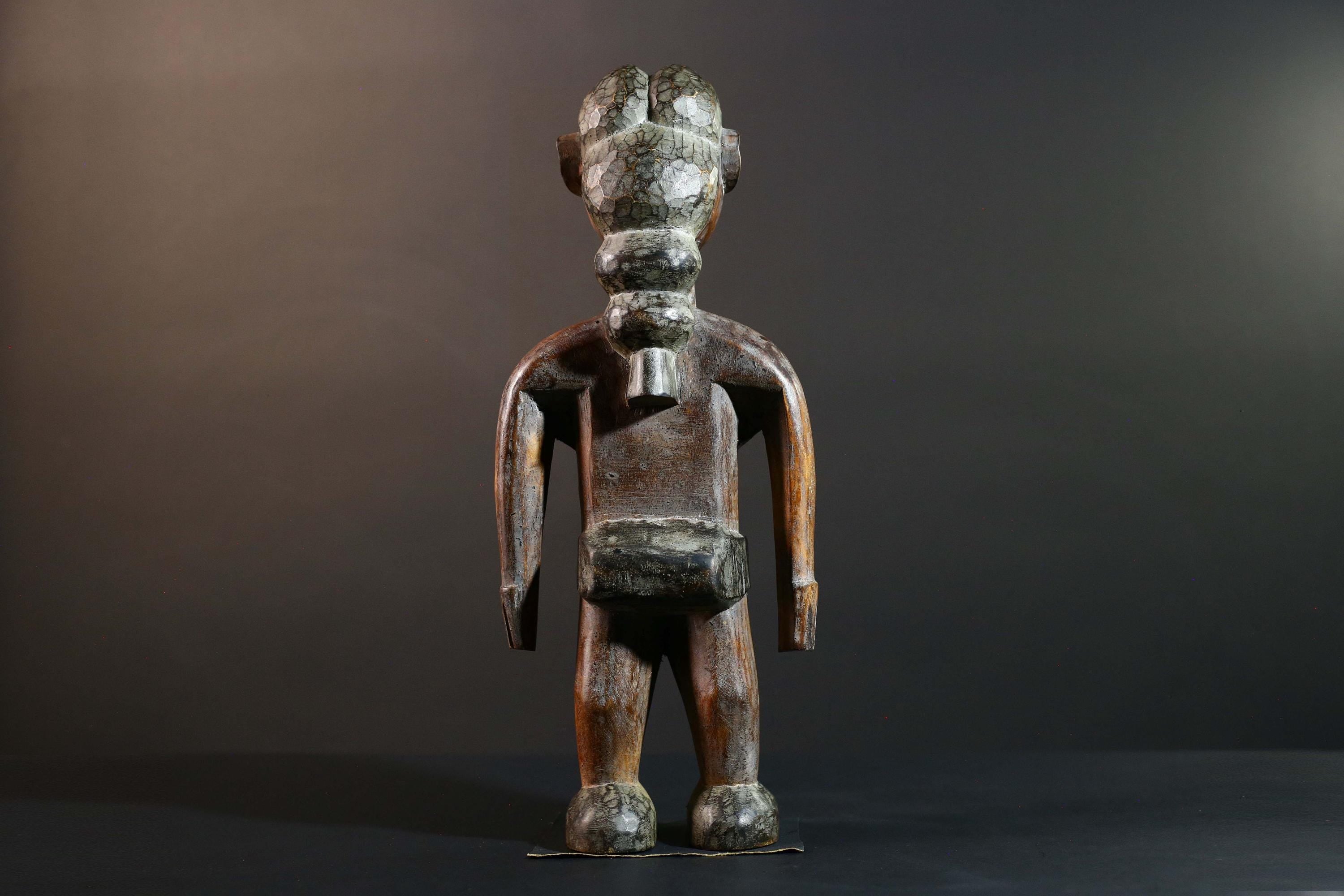 African Tribal Wood Baule Figure Hand Carved Rustic Ethnic Home Decor Sculpture Art Collectible Unique Gift Handcrafted Decor Art-G5720
