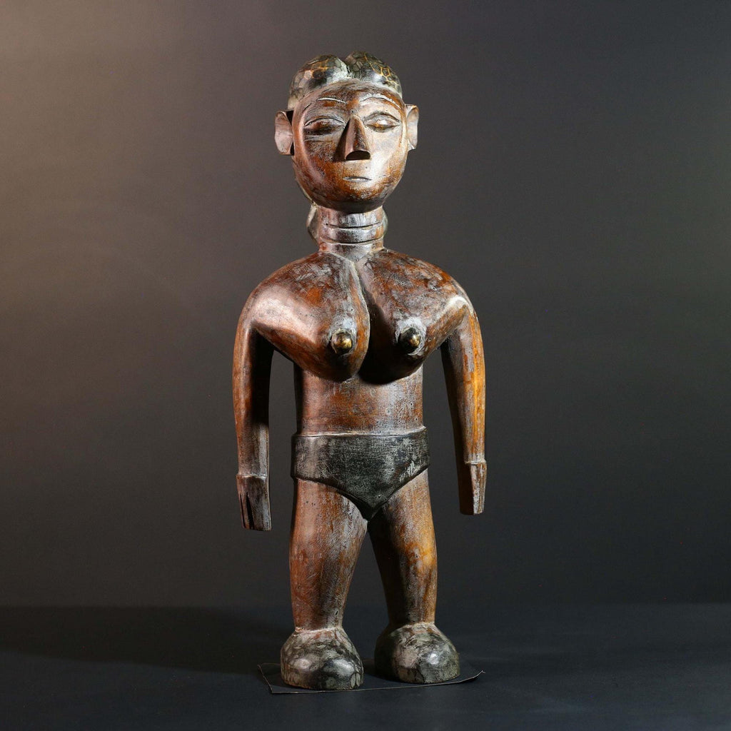 African Tribal Wood Baule Figure Hand Carved Rustic Ethnic Home Decor Sculpture Art Collectible Unique Gift Handcrafted Decor Art-G5720