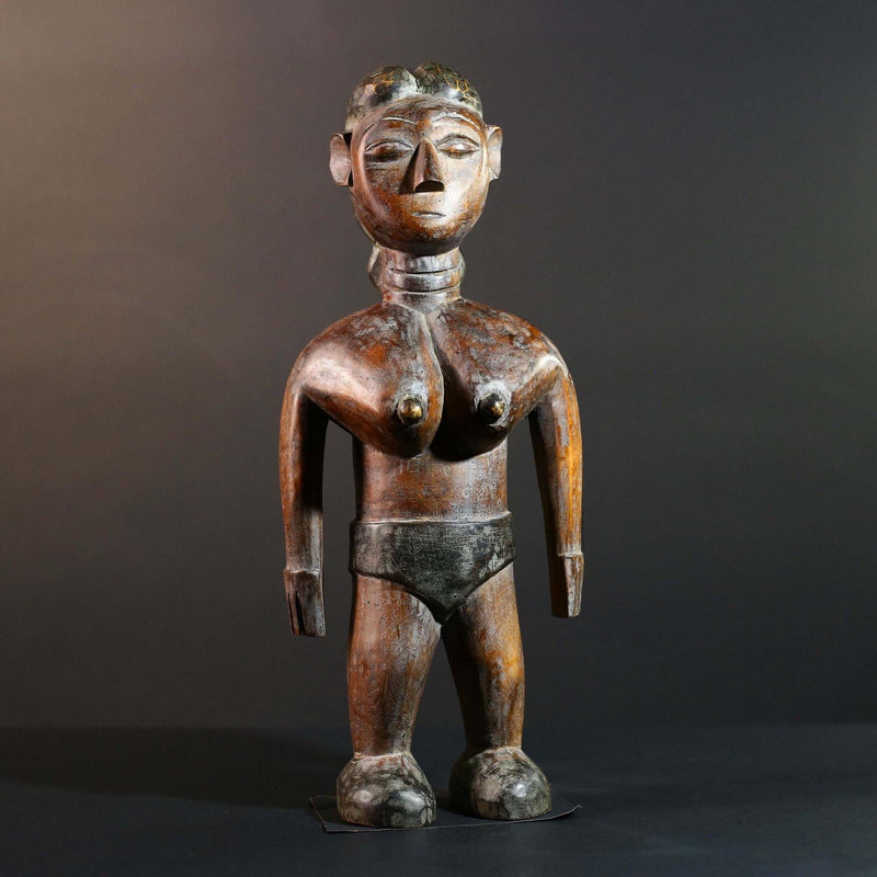 African Tribal Wood Baule Figure Hand Carved Rustic Ethnic Home Decor Sculpture Art Collectible Unique Gift Handcrafted Decor Art-G5720