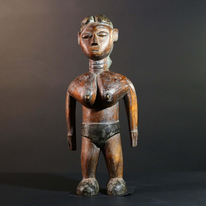 African Tribal Wood Baule Figure Hand Carved Rustic Ethnic Home Decor Sculpture Art Collectible Unique Gift Handcrafted Decor Art-G5720