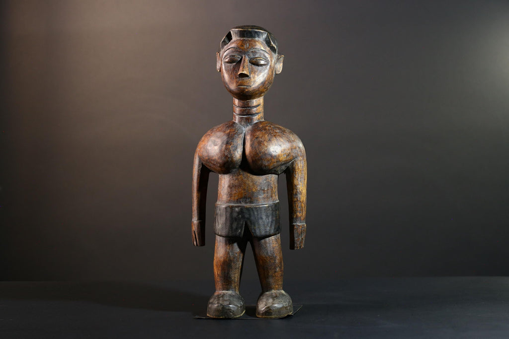 African Tribal Wood Baule Figure Hand Carved Rustic Ethnic Home Decor Sculpture Art Collectible Unique Gift Handcrafted Decor Art-G5721