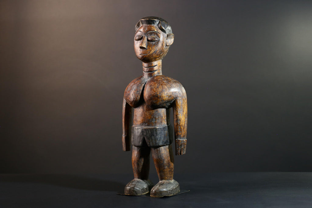 African Tribal Wood Baule Figure Hand Carved Rustic Ethnic Home Decor Sculpture Art Collectible Unique Gift Handcrafted Decor Art-G5721