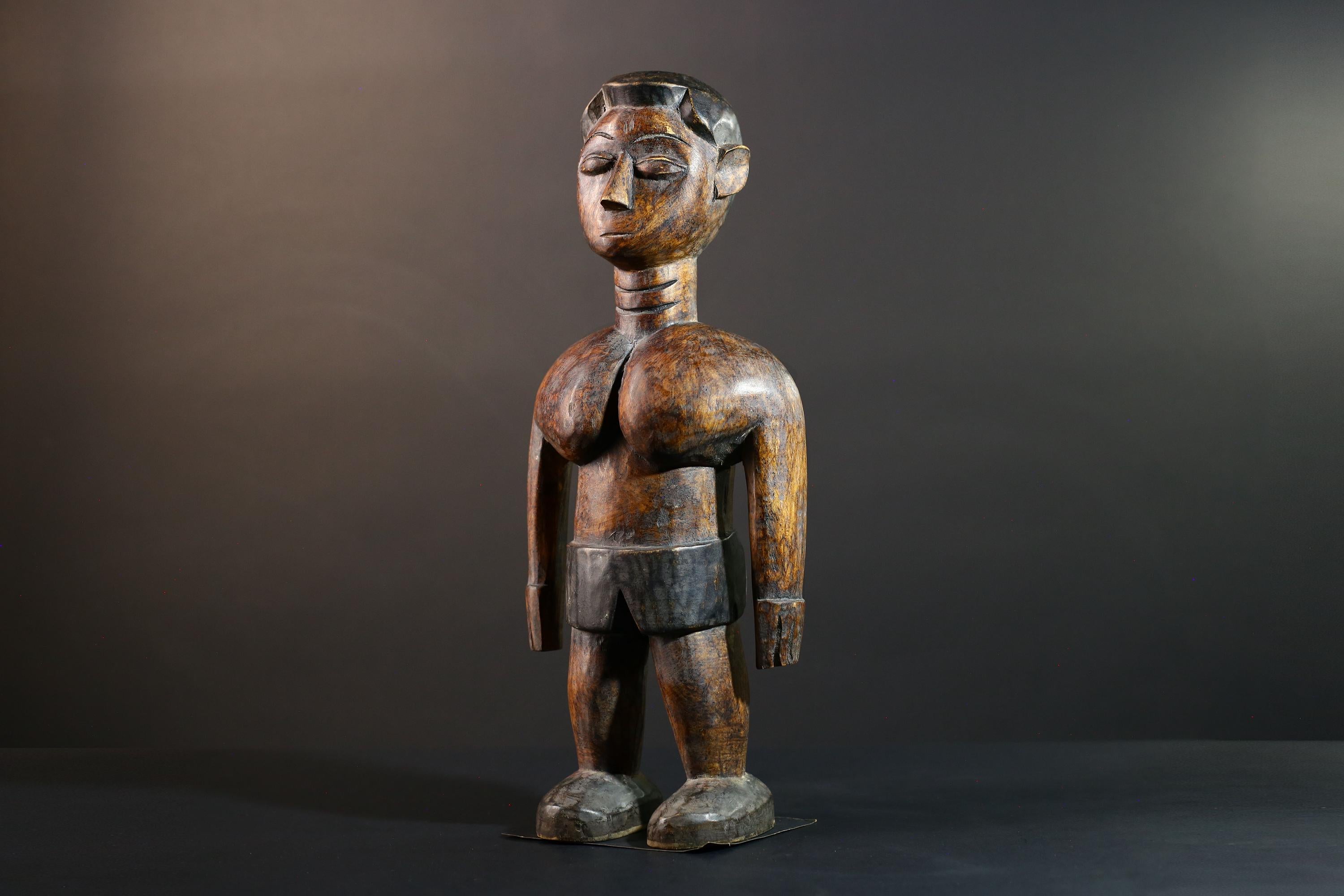 African Tribal Wood Baule Figure Hand Carved Rustic Ethnic Home Decor Sculpture Art Collectible Unique Gift Handcrafted Decor Art-G5721