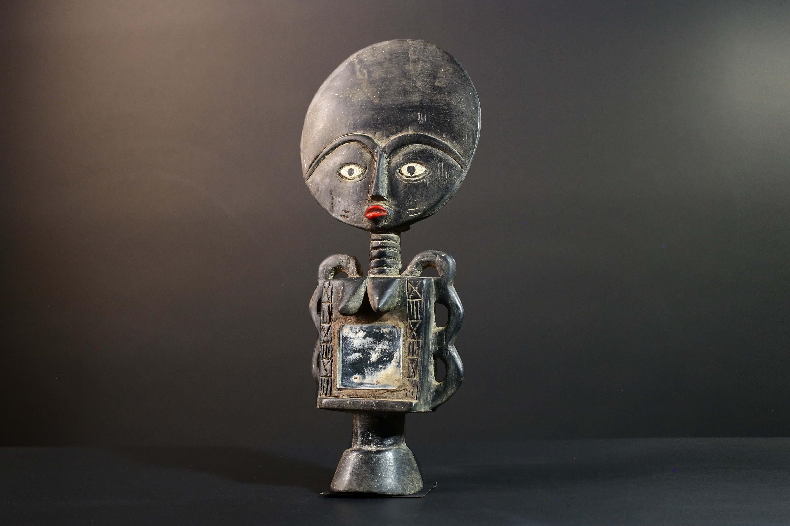 African Akan Fertility Doll Hand Carved Ghana Ashanti Tribal Sculpture Home Decor Collectible Wood Art Piece Heirloom Gift Art Set-G5722