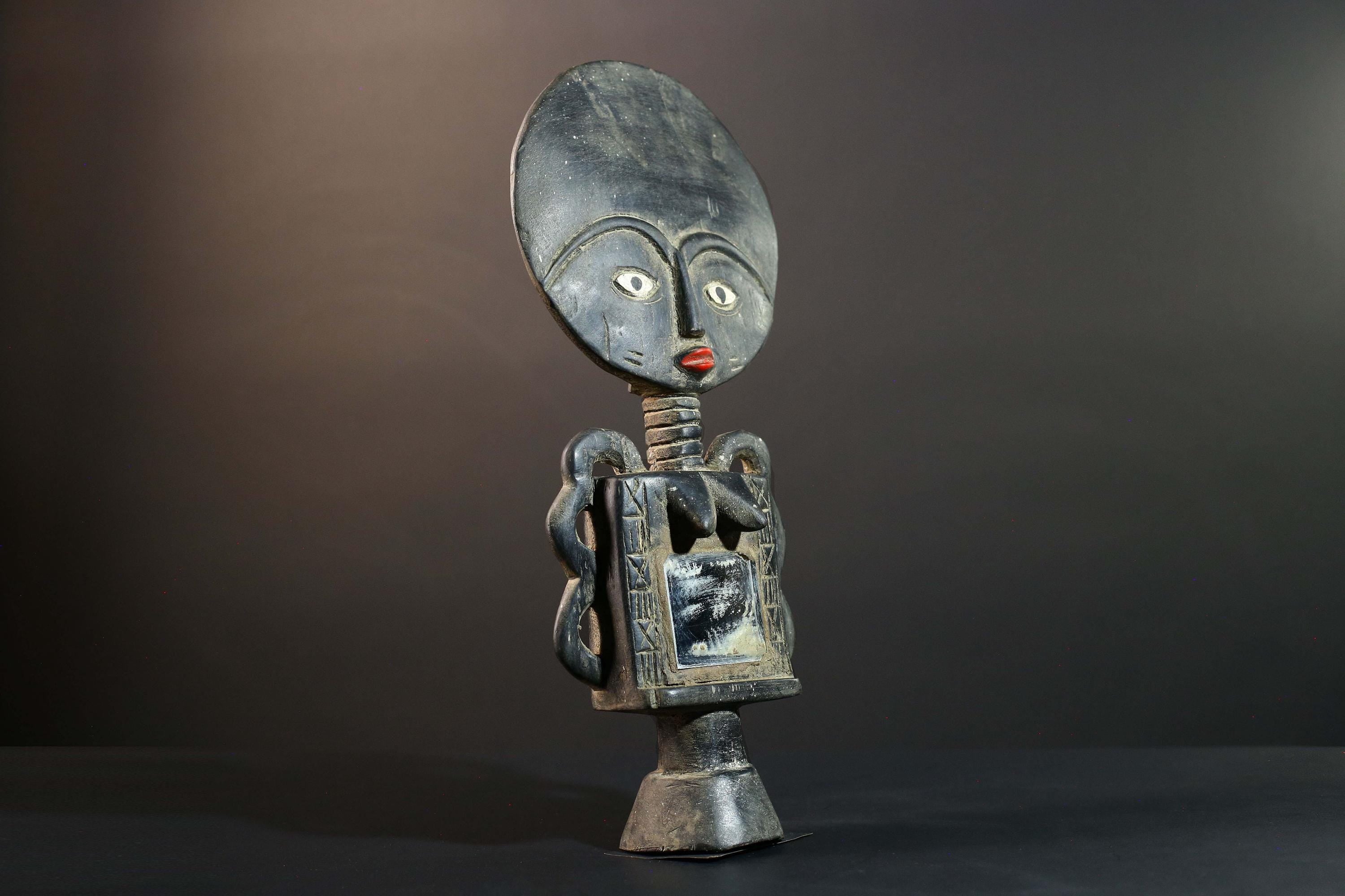 African Akan Fertility Doll Hand Carved Ghana Ashanti Tribal Sculpture Home Decor Collectible Wood Art Piece Heirloom Gift Art Set-G5722