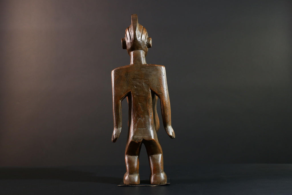 African tribal figure hand carved wood statue with hollowed center symbolic fertility decor African sculpture spiritual art-G5614