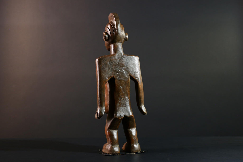 African tribal figure hand carved wood statue with hollowed center symbolic fertility decor African sculpture spiritual art-G5614