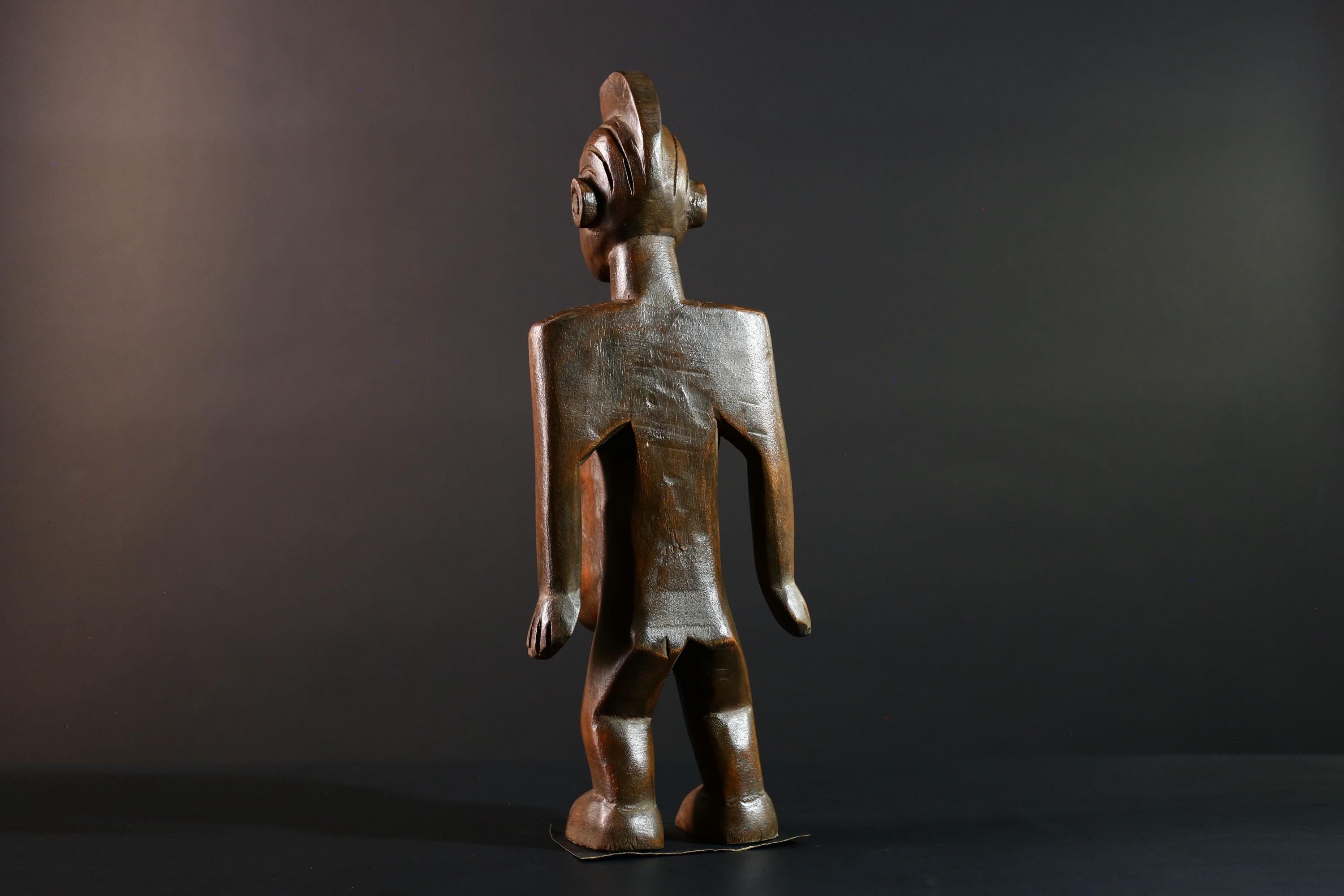 African tribal figure hand carved wood statue with hollowed center symbolic fertility decor African sculpture spiritual art-G5614