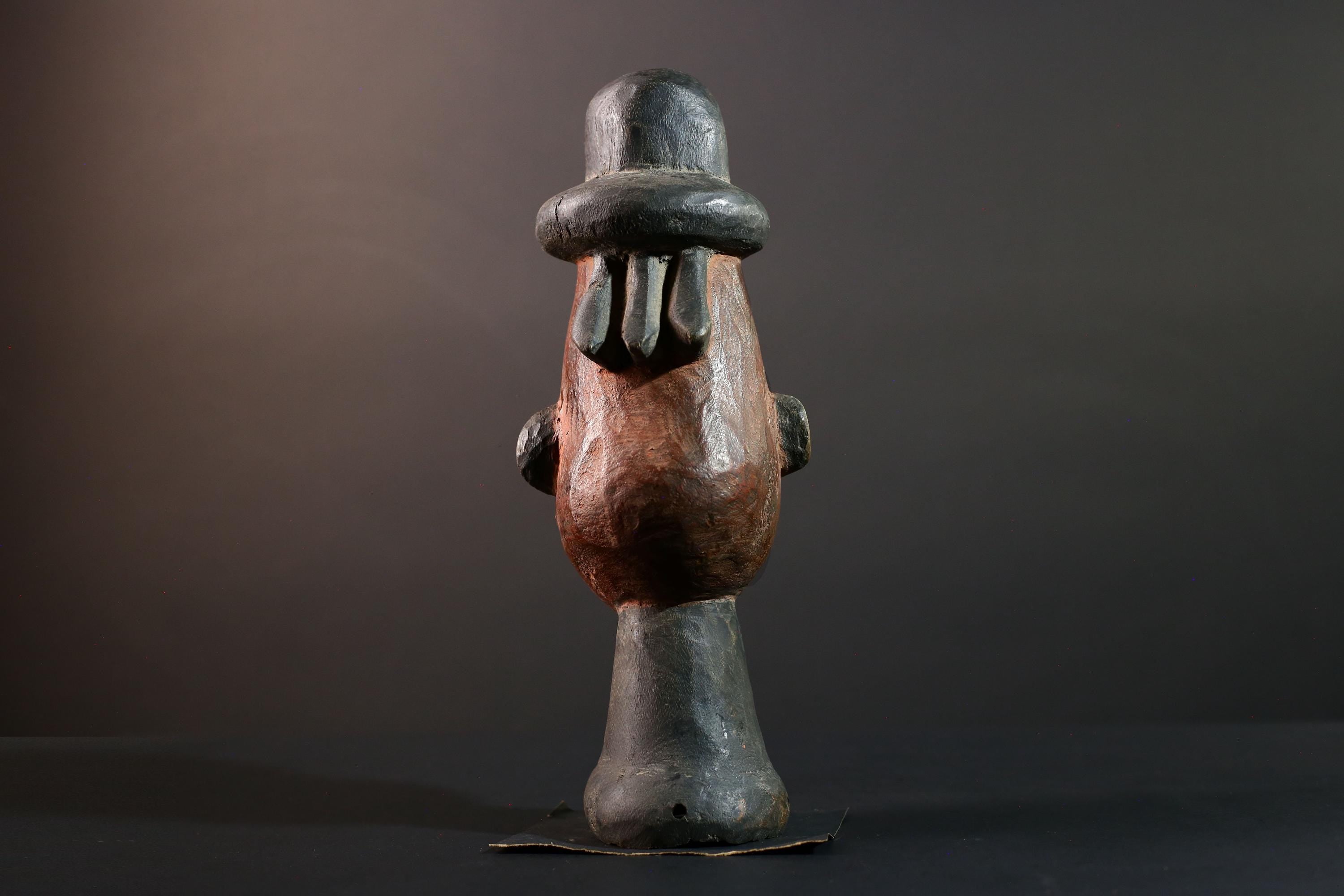 African Songye Head Figure Tribal Wood Sculpture Congo Art Spirit Carving Ceremonial Bust Ethnic Home Decor Wall Accent-G5615