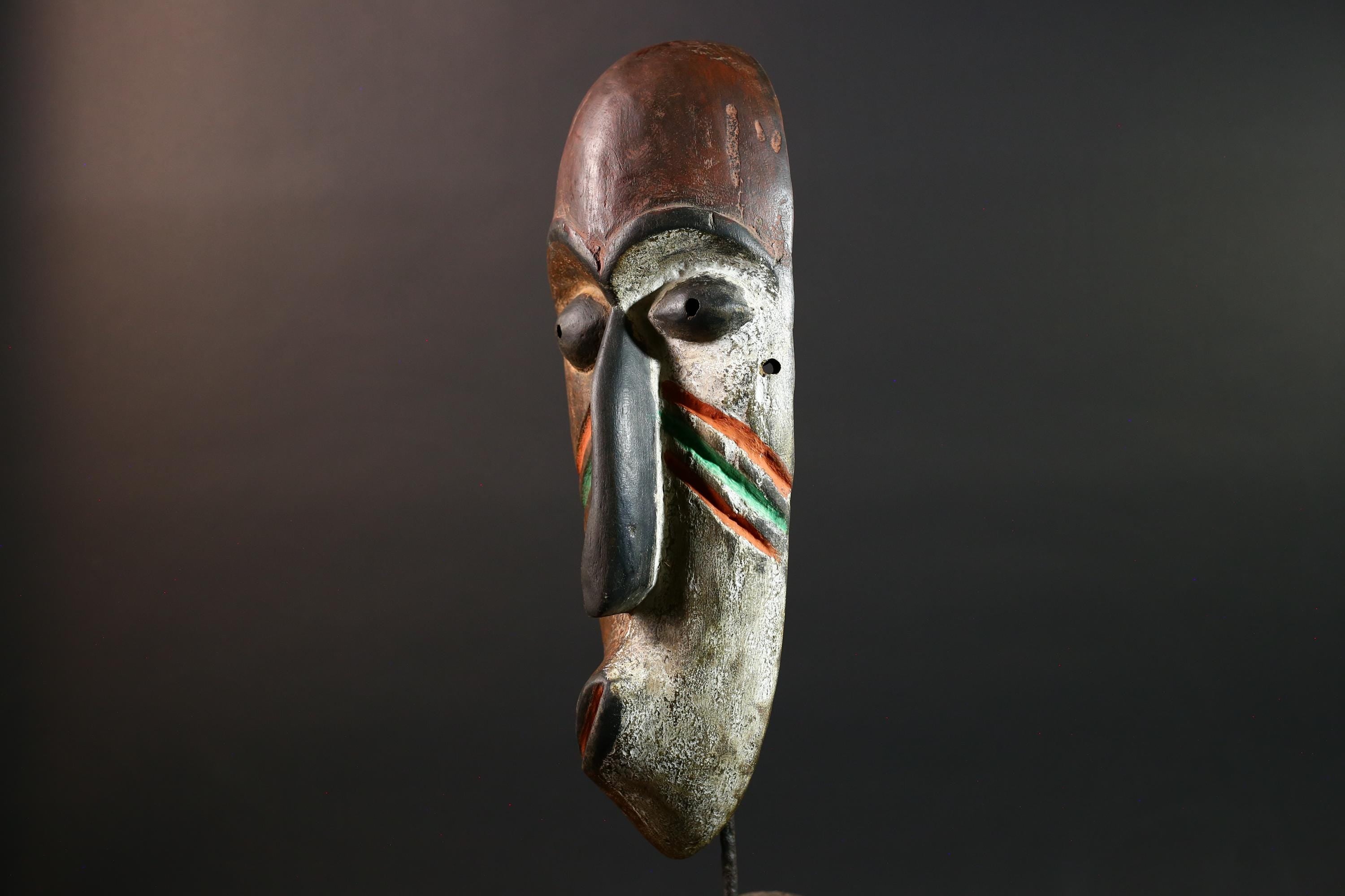 African Dan Mask Wall Art Hand Carved Tribal Spirit Face Decor Côte d’Ivoire Vintage African Sculpture Home Wall Accent-G5616