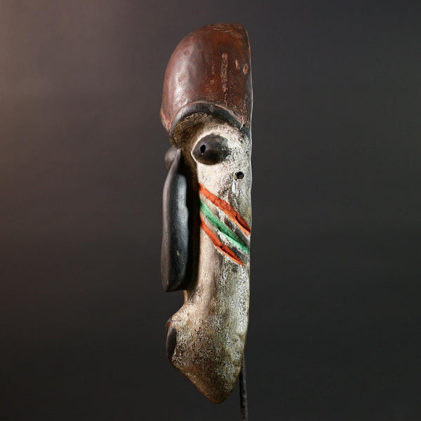African Dan Mask Wall Art Hand Carved Tribal Spirit Face Decor Côte d’Ivoire Vintage African Sculpture Home Wall Accent-G5616
