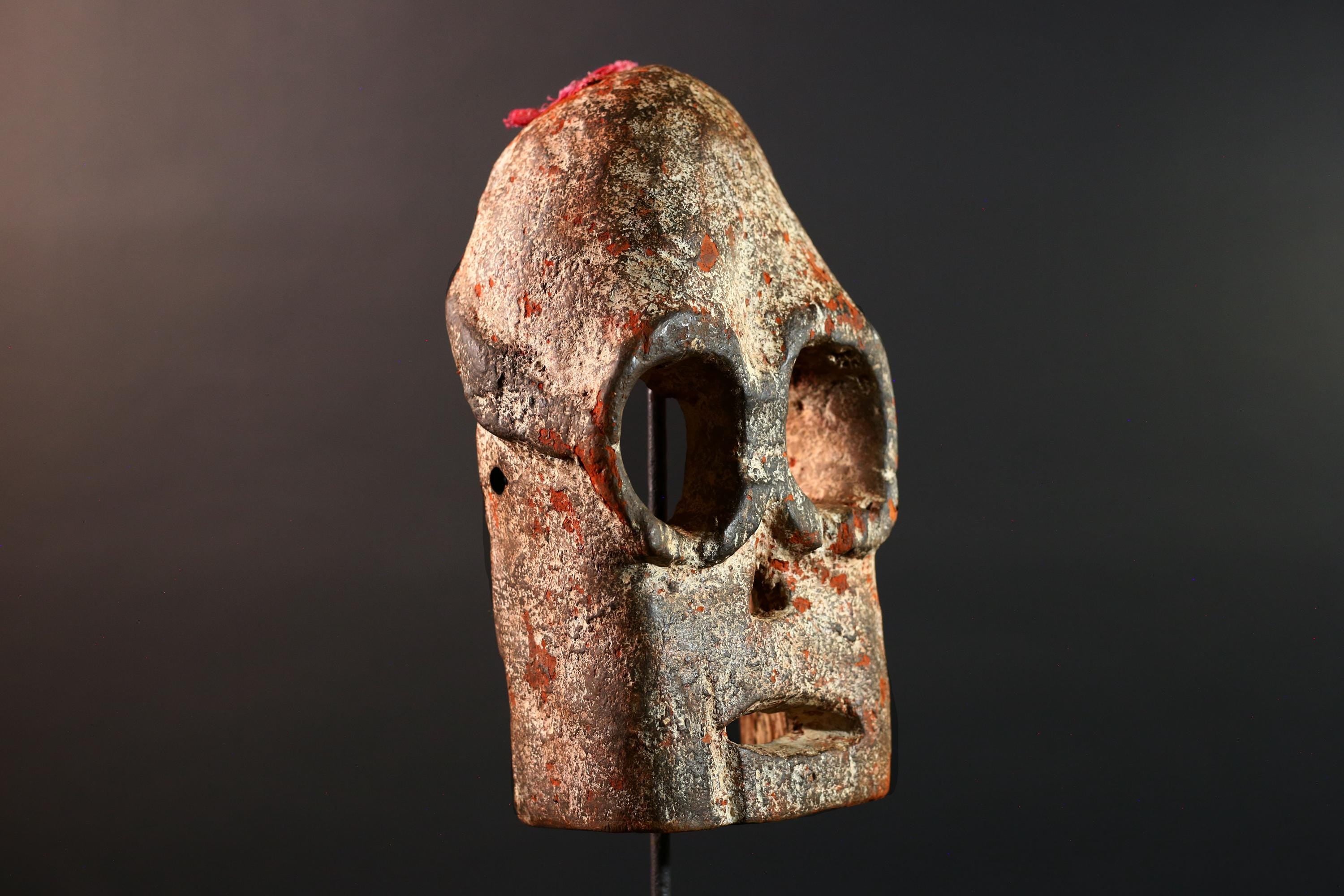 African Bwa Mask Carved Tribal Wood Face Burkina Faso Painted Spirit Wall Art Ceremonial African Decor Ritual Sculpture-G5618