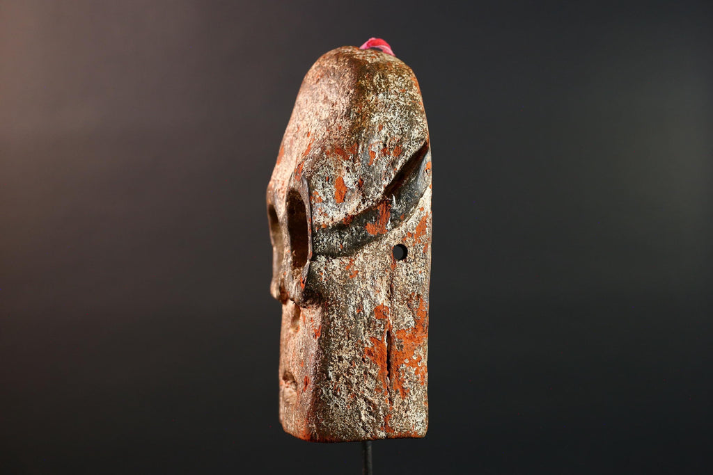 African Bwa Mask Carved Tribal Wood Face Burkina Faso Painted Spirit Wall Art Ceremonial African Decor Ritual Sculpture-G5618