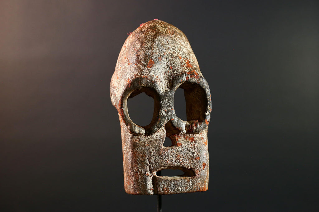 African Bwa Mask Carved Tribal Wood Face Burkina Faso Painted Spirit Wall Art Ceremonial African Decor Ritual Sculpture-G5618