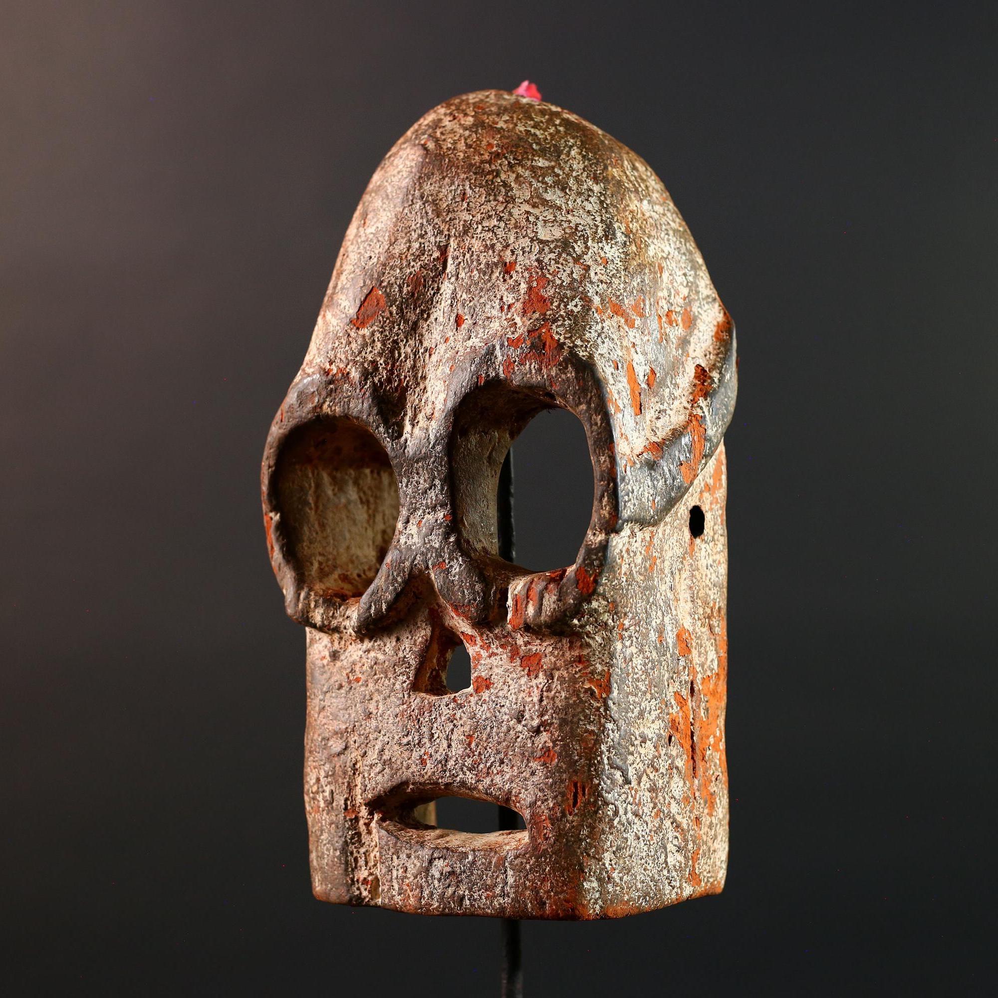 African Bwa Mask Carved Tribal Wood Face Burkina Faso Painted Spirit Wall Art Ceremonial African Decor Ritual Sculpture-G5618